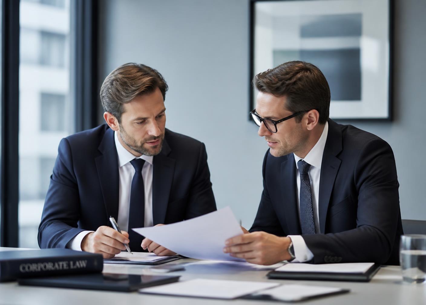 Two lawyers of the firm in a working meeting