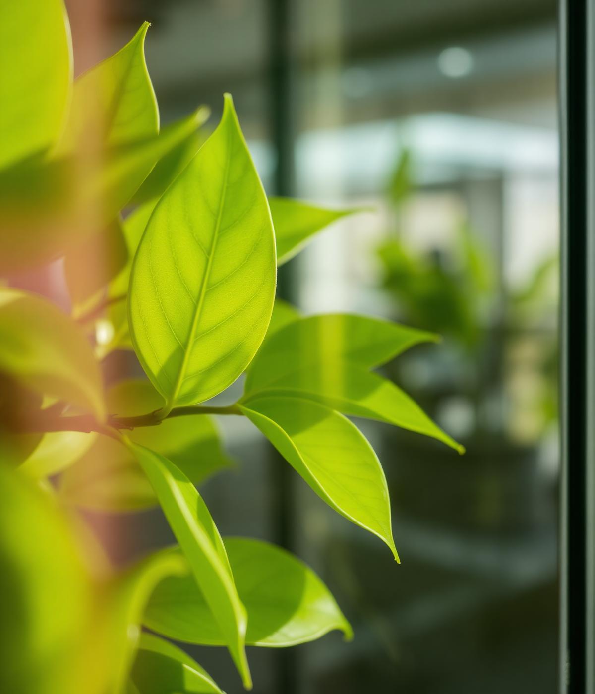 Greenery and glass reflections illustrating our values